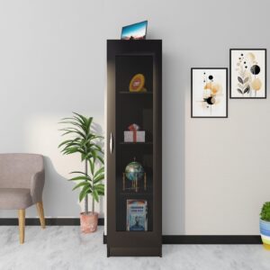 Giona Bookshelf Cabinet Book Rack Organizer with Shelves for Home Library (Colur Black Finish)