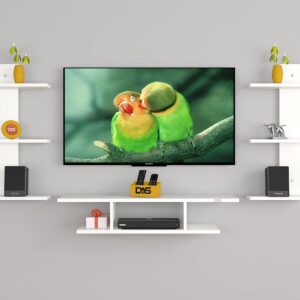 Engineered Wood Dexter Pro Wall Mount Tv Entertainment Unit/With Set Top Box Stand With Wall Shelf Display Rack For Living Room Frosty White (Ideal For Up To 32") Screen