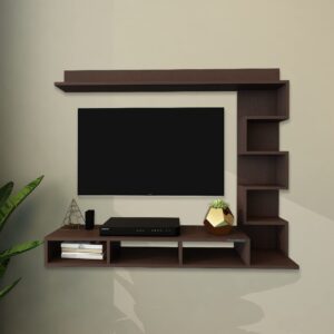 Aaron Max Engineered Wood Wall Mount TV Entertainment Unit/Tv Rack Set to Box Stand with Wall Shelves for Living Room Flowery Wenge (Ideal for up to 55")