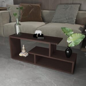 ZANNIS Engineered Wood Living Room Office Space Wooden Rectangular Shape Coffee Table/Nesting Table/Side Table/Centre Table with Storage Flowery Wenge