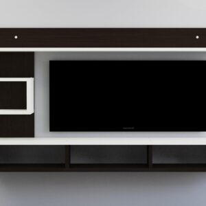 PROXIMA Engineered Wood Wall Mount TV Entertainment Unit/Tv Rack Set to Box Stand with Wall Shelves for Living Room (Ideal for up to 43") Screen Flowery Wenge & Frosty White Finish