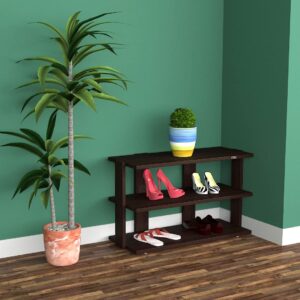 Donato Engineered Wood 3 Tier Shoe Rack Organizer Flowery Wenge Finish