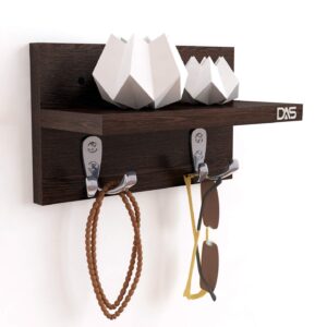 Wall Mounted Home Décor Key Chain Holder/Organizer Key Hooks with Wall Shelf Display Rack Wenge (4 Hooks)- WINI