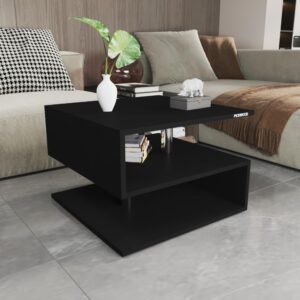 SEONN Engineered Wood Living Room Office Space Wooden Rectangular Shape Coffee Table/Nesting Table/Side Table/Centre Table with Storage Black