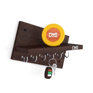 Wall Mounted Home D cor Key Chain Holder/Organizer Key Hooks with Wall Shelf Display Rack (6 Hooks)-Wenge Mabel