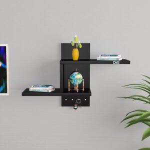 Donal Wooden Multipurpose Book Storage Display Organizer Rack Open Book Shelf (Finish Color - Black)