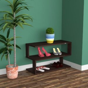 Tomas Engineered Wood 3 Tier Shoe Rack Organizer Flowery Wenge Finish
