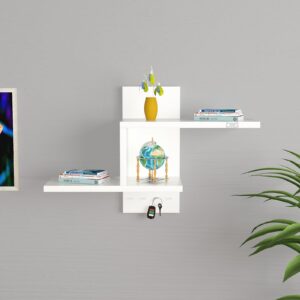 Donal Wooden Multipurpose Book Storage Display Organizer Rack Open Book Shelf (Finish Color - White)