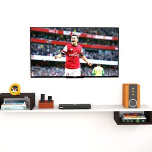Oscar Wall Mount TV Entertainment Unit/with Set Top Box Stand for Living Room Wenge & White (Ideal for up to 43") Screen