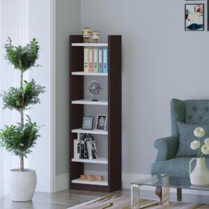 Colton Bookshelf Cabinet Book Rack Organizer with Shelves for Home Library Finish Color - Flowery Wenge & White