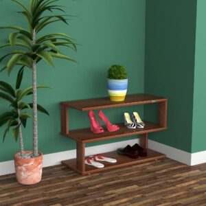 Tomas Engineered Wood 3 Tier Shoe Rack Organizer Classic Walnut Finish