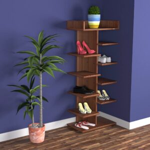 Felix Engineered Wood Shoe Rack Organizer for 8 Pairs of Shoes/Sleepers/Sandals- Classic Walnut Finish