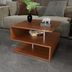 SEONN Engineered Wood Living Room Office Space Wooden Rectangular Shape Coffee Table/Nesting Table/Side Table/Centre Table with Storage Classic Walnut