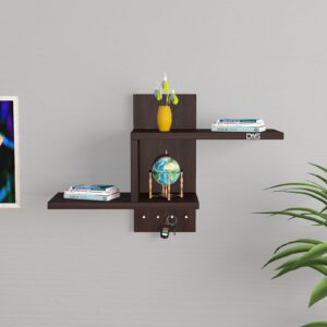 Donal Wooden Multipurpose Book Storage Display Organizer Rack Open Book Shelf (Finish Color - Flowery Wenge)