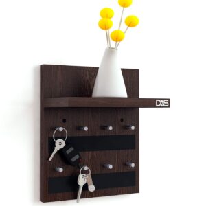 Wall Mounted Home Décor Key Chain Holder/Organizer Key Hooks with Wall Shelf Display Rack Ideal for Home and Office Walls Wenge (8 Knobs)- Larose
