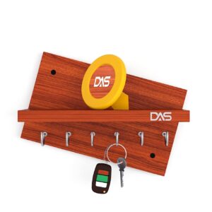 Wall Mounted Home Décor Key Chain Holder/Organizer Key Hooks with Wall Shelf Display Rack Classic Walnut (6 Knobs)- Mabel