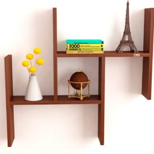 Wall Mounted Engineered Wood Wall D cor Modern Style Shelf/Shelves Display Rack for Living Room Classic Walnut- Kacper