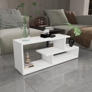ZANNIS Engineered Wood Living Room Office Space Wooden Rectangular Shape Coffee Table/Nesting Table/Side Table/Centre Table with Storage Off White