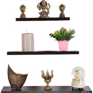 Wall Mounted Engineered Wood Wall Décor Shelf/Shelves Display Rack for Living Room (3 Shelves)- Kennet