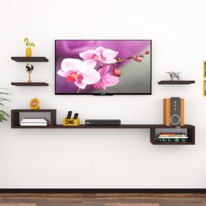 Oscar Engineered Wood Wall Mount TV Entertainment Unit/with Set Top Box Stand with Wall Shelf Display Rack (Wenge - Ideal for up to 43" Screen)