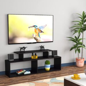 Vidal Engineered Wood Free Standing TV Unit Stand Black Finish- for Up to 55" Screen