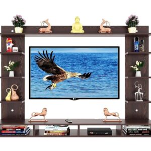 Stark Wall Mount Engineered Wood TV Entertainment Unit/Tv Rack Set to Box Stand with Wall Shelves for Living Room Flowery Wenge Finish (Ideal for up to 43)