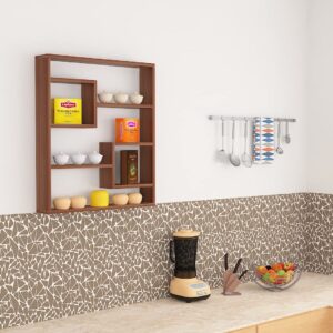 Gracye Engineered Wood Wall Mount Kitchen Spice Shelves Rack Storage Organizer- Classic Walnut