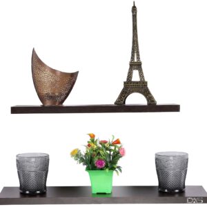 Contemporary Style Wall Mounted Engineered Wood Wall Décor Shelf/Shelves Display Rack for Living Room (2 Shelves)- Quill