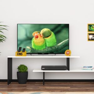 Klaus Floor Standing Engineered Wood Tv Entertainment Unit Display Shelf for Living Room Black & Frosty White- Ideal for Upto 43" Screen