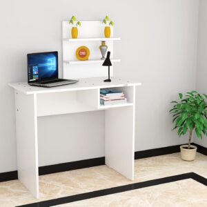 Felip Engineered Wood Study & Computer Table with Storage Drawer Desk for Office, Home, Study Room (Frosty White, Finish)
