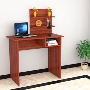 Felip Engineered Wood Study Desk/Table with Book Shelf Classic Walnut