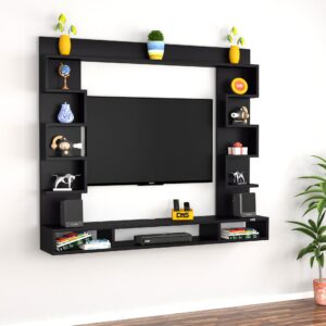 Heller Engineered Wood Wall Mount TV Entertainment Unit/Tv Rack Set to Box Stand with Wall Shelves for Living Room Black (Ideal for up to 43") Screen