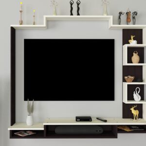 David High Strength & Durable Wall Mount Engineered Wood TV Entertainment Unit Stand Set Top Box Stand for Living Room Flowery Wenge & White Large (Ideal for up to 50") Screen