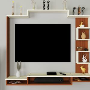 David High Strength & Durable Wall Mount Engineered Wood TV Entertainment Unit Stand Set Top Box Stand for Living Room Classic Walnut & White Large (Ideal for up to 50") Screen