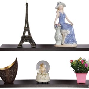 Contemporary Style Wall Mounted Engineered Wood Wall Décorative Shelf/Shelves Display Rack for Living Room (Set of 2)- Zaina