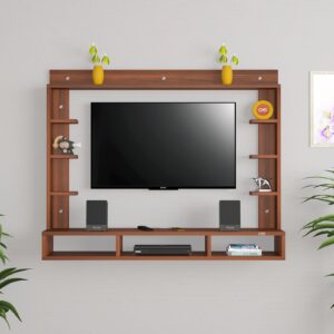 Decker Wall Mount Engineered Wood TV Entertainment Unit/Tv Rack Set to Box Stand with Wall Shelves for Living Room Classic Walnut Finish (Ideal for up to 32") Screen