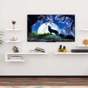 Engineered Wood Wall Mount TV Entertainment Unit/With Set Top Box Stand And 3 Wall Shelves Display Rack Frosty White (Ideal For Up To 40") Screen- Zeenat
