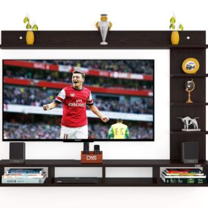 AMBIENCE TV Entertainment Unit/Set TOP Box Stand with Wall Shelf and Display Rack Flowery WENGE- Ideal for UP to 55 INCH Screen