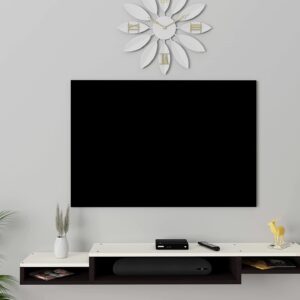 Laurente Wall Mount Engineered Wood TV Entertainment Unit Stand Set Top Box Stand for Living Room Flowery Wenge & Frosty White Large (Ideal for up to 60") Screen