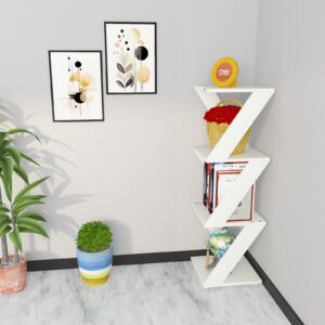 Cadlic Wooden Multipurpose Book Storage Display Organizer Rack Showcase Stand Display Unit (Finish Color - Frosty White)