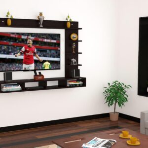 Ambience Pro Wall Mount Engineered Wood TV Entertainment Unit/Tv Rack Set to Box Stand with Wall Shelves for Living Room Flowery Wenge Finish (Ideal for up to 43") Screen