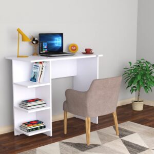 Stefan Engineered Wood Study Table and Office Desk (Colur Frosty White Finish)