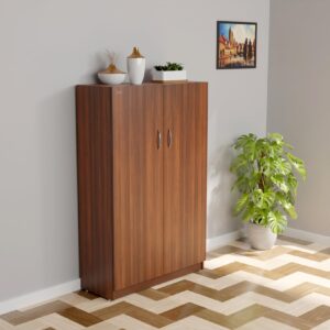 Adona MAX Wooden Almirah/Organizer for ClothesMultipurpose with Shelves for Home Library (Colur Classic Walnut Finish)