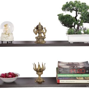 Contemporary Style Wall Mounted Engineered Wood Wall Décor Shelf/Shelves Display Rack for Living Room (Set of 2)- Walentyna