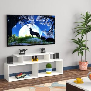 Vidal Engineered Wood Free Standing TV Unit Stand Frosty White Finish- for Up to 55" Screen