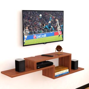 Wall Mount TV Entertainment Unit/with Set Top Box Stand for Living Room Classic Walnut (Ideal for up to 42") Screen- Alfric