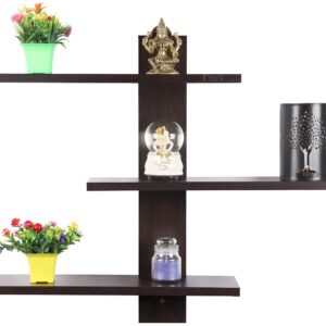 Wall Mounted Engineered Wood Wall Décor Shelf/Shelves Display Rack for Living Room (3 Shelves)- Dorit