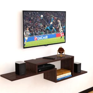 Wall Mount TV Entertainment Unit/with Set Top Box Stand for Living Room Wenge (Ideal for up to 42") Screen- Alfric (Engineered Wood)