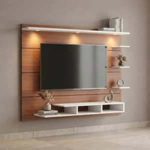 DAS Astra Wall Mount TV Cabinet with Storage Shelves for Living Room (Ideal for up to 43") Screen Classic & White