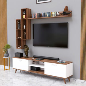 DAS LUMO Floor Stand TV Cabinet with Storage Shelves for Living Room (Ideal for up to 50") - Screen Classic & White